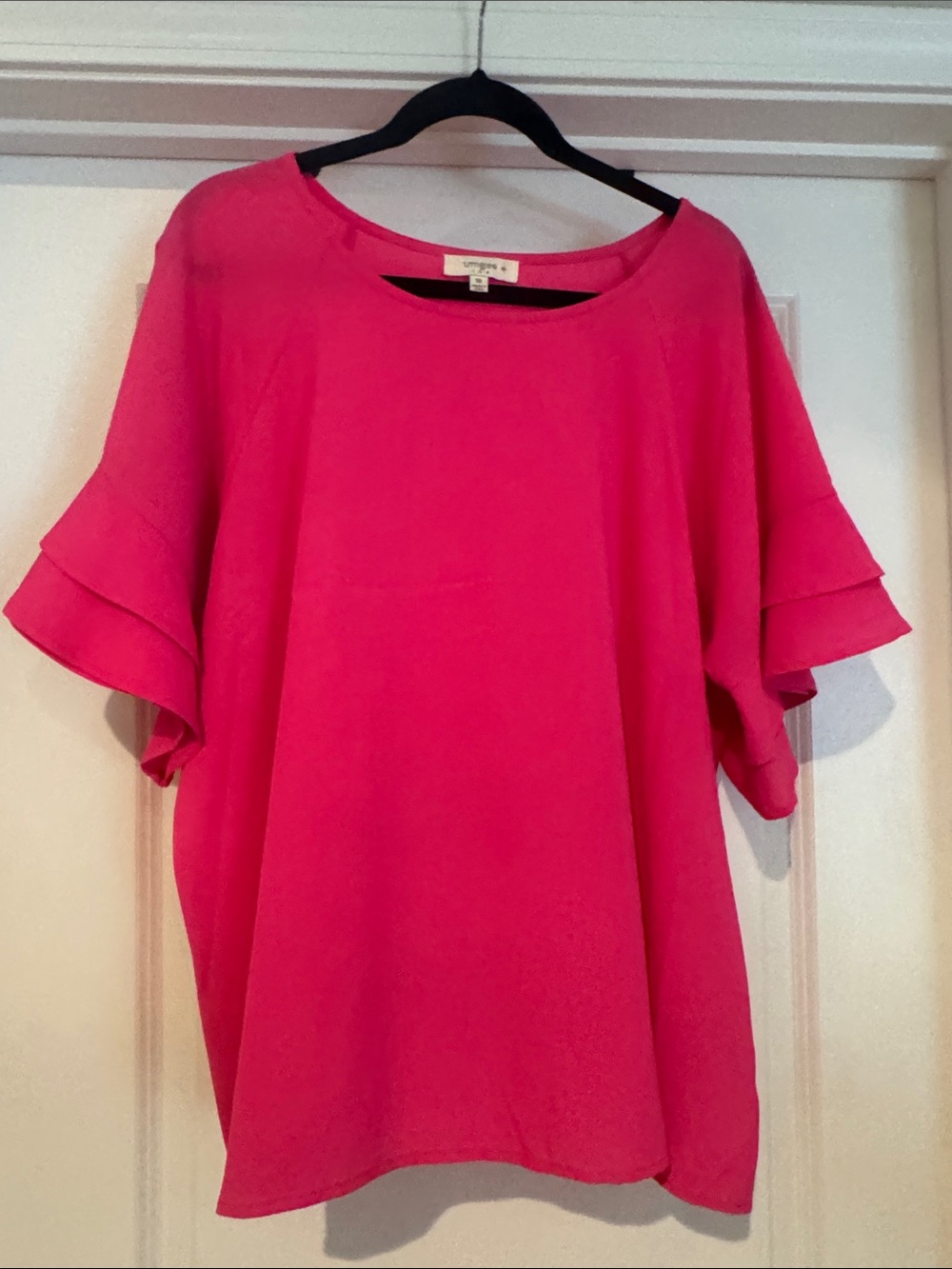 Umgee Hot Pink Ruffle Sleeve Blouse